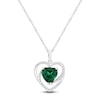 Thumbnail Image 1 of Heart-Shaped Lab-Created Emerald & Diamond Necklace 1/20 ct tw 10K White Gold 18"
