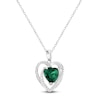 Thumbnail Image 2 of Heart-Shaped Lab-Created Emerald & Diamond Necklace 1/20 ct tw 10K White Gold 18"