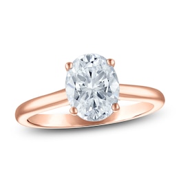 Oval-Cut Lab-Grown Diamond Solitaire Plus Engagement Ring 2 ct tw 18K Rose Gold (VS2/F)