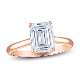 Emerald-Cut Lab-Grown Diamond Solitaire Plus Engagement Ring 2 ct tw 18K Rose Gold (VS2/F)