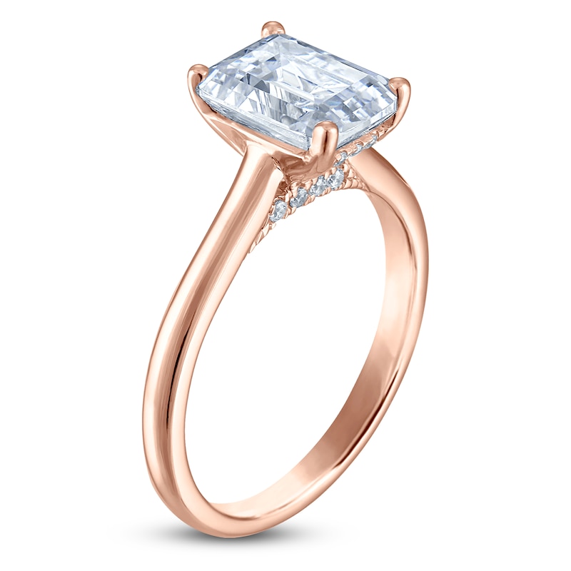 Main Image 2 of Emerald-Cut Lab-Grown Diamond Solitaire Plus Engagement Ring 2 ct tw 18K Rose Gold (VS2/F)