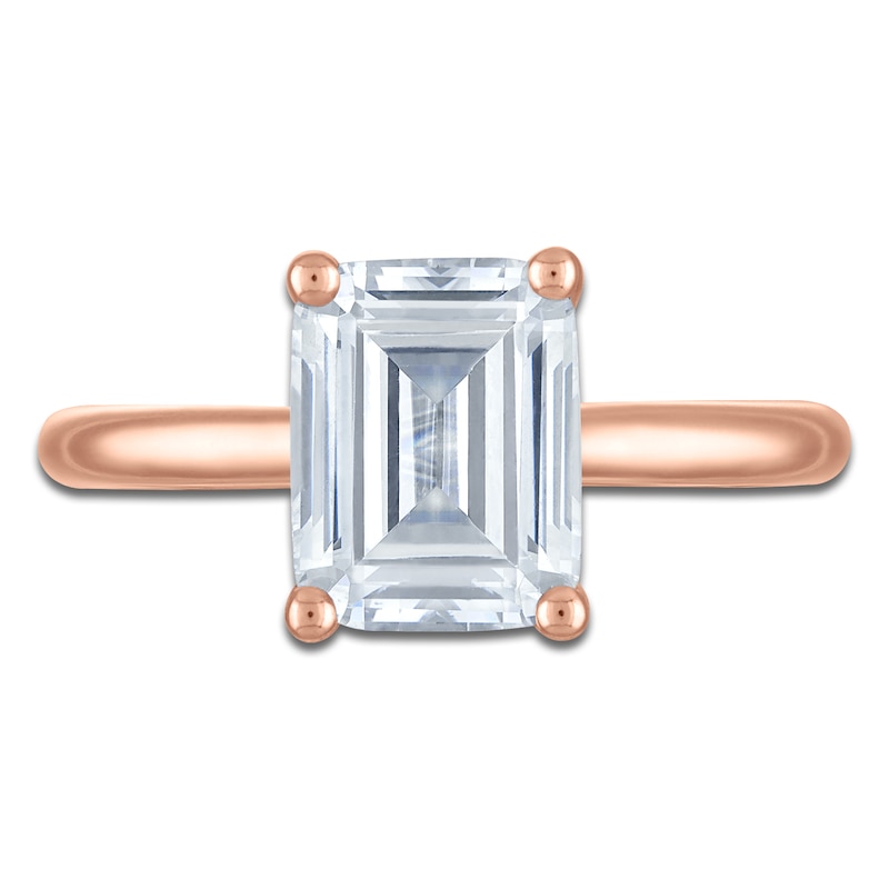 Main Image 3 of Emerald-Cut Lab-Grown Diamond Solitaire Plus Engagement Ring 2 ct tw 18K Rose Gold (VS2/F)