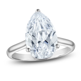 Pear-Shaped Lab-Grown Diamond Solitaire Plus Engagement Ring 3-1/8 ct tw Platinum (VS2/F)