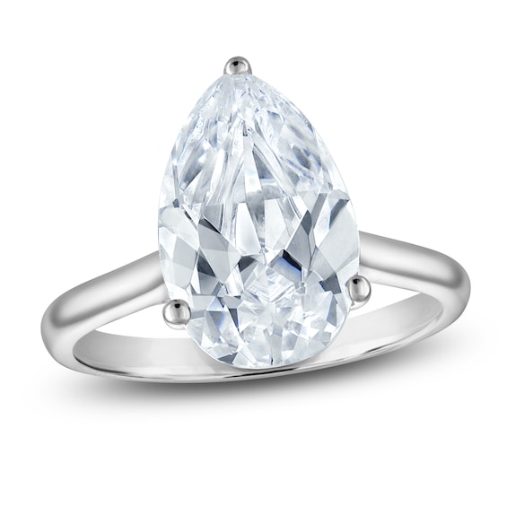 Pear-Shaped Lab-Grown Diamond Solitaire Plus Engagement Ring 3-1/8 ct tw Platinum (VS2/F)
