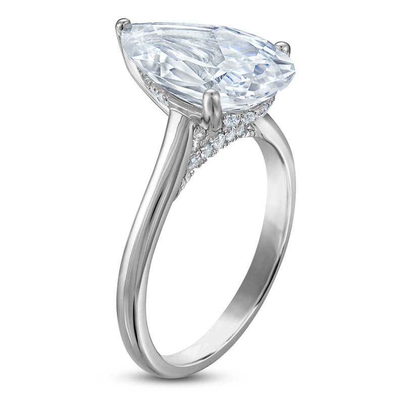 Main Image 2 of Pear-Shaped Lab-Grown Diamond Solitaire Plus Engagement Ring 3-1/8 ct tw Platinum (VS2/F)