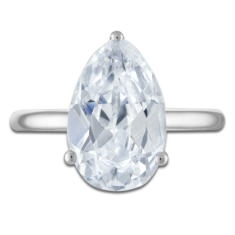 Main Image 3 of Pear-Shaped Lab-Grown Diamond Solitaire Plus Engagement Ring 3-1/8 ct tw Platinum (VS2/F)