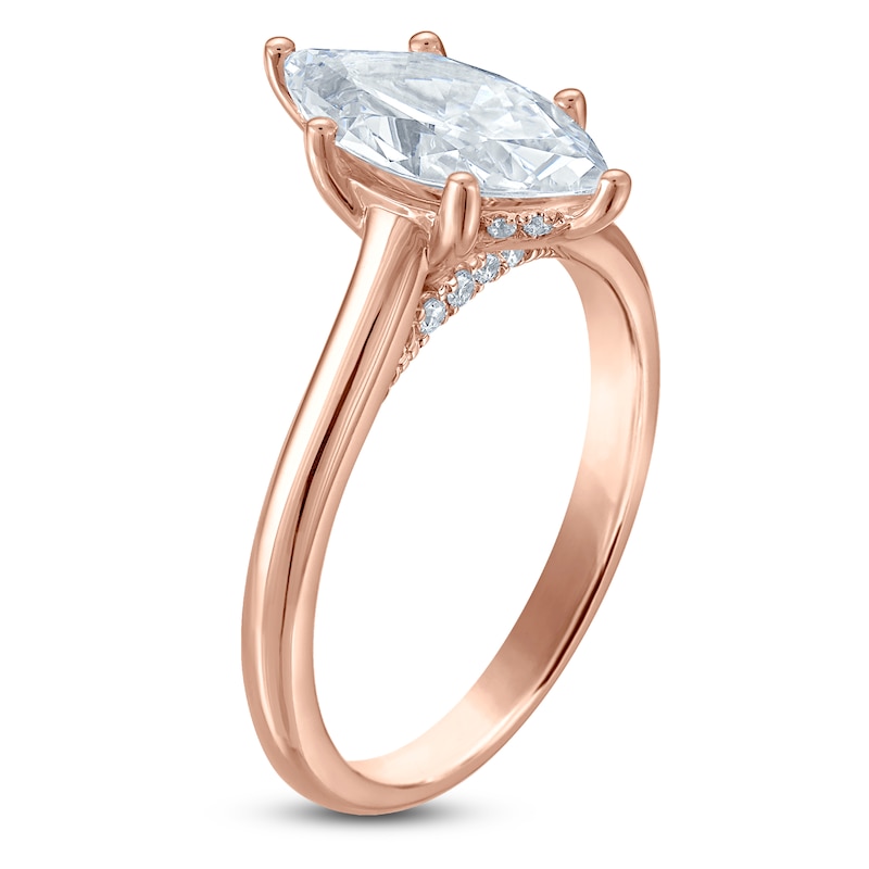 Main Image 2 of Marquise-Cut Lab-Grown Diamond Solitaire Plus Engagement Ring 1-5/8 ct tw 18K Rose Gold (VS2/F)