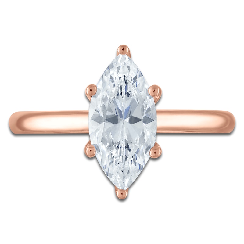 Main Image 3 of Marquise-Cut Lab-Grown Diamond Solitaire Plus Engagement Ring 1-5/8 ct tw 18K Rose Gold (VS2/F)