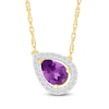 Thumbnail Image 1 of Pear-Shaped Natural Amethyst & Diamond Tilted Necklace 1/8 ct tw 10K Yellow Gold 18"