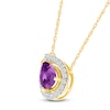 Thumbnail Image 2 of Pear-Shaped Natural Amethyst & Diamond Tilted Necklace 1/8 ct tw 10K Yellow Gold 18"