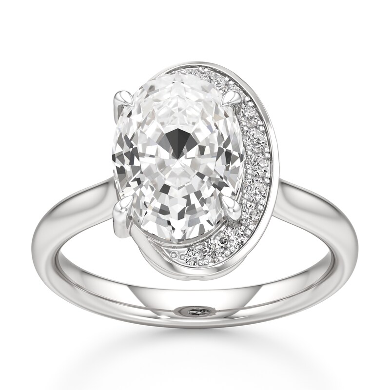 Main Image 1 of J'Lure Oval Step-Cut Lab-Created Diamond Half-Halo Engagement Ring 3 ct tw 18K White Gold
