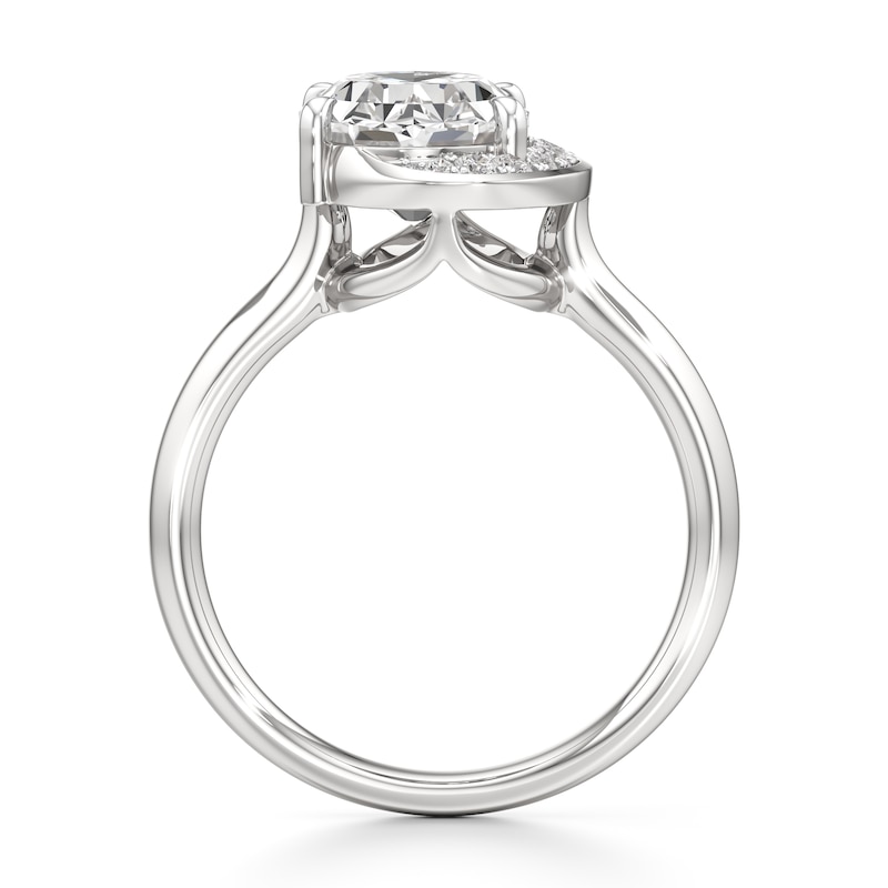 Main Image 2 of J'Lure Oval Step-Cut Lab-Created Diamond Half-Halo Engagement Ring 3 ct tw 18K White Gold