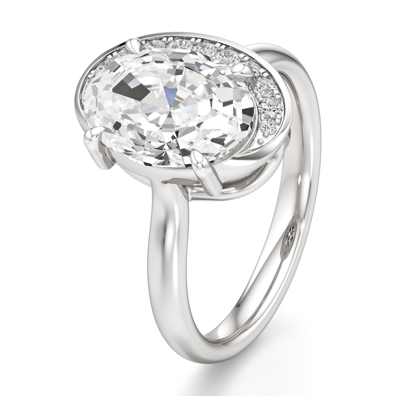 Main Image 4 of J'Lure Oval Step-Cut Lab-Created Diamond Half-Halo Engagement Ring 3 ct tw 18K White Gold