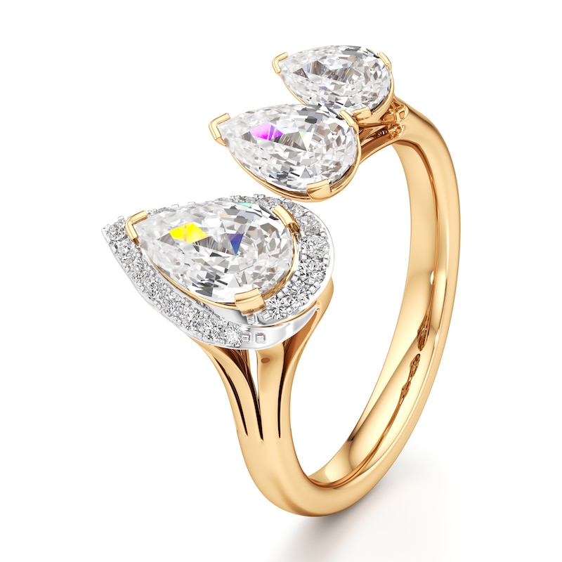 Main Image 4 of J'Lure Pear Step-Cut Lab-Grown Diamond Engagement Ring 2-1/5 ct tw 18K Yellow Gold
