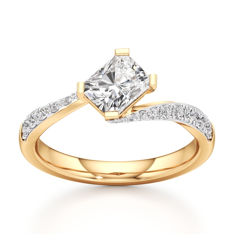 Main Image 1 of J'Lure Radiant Brilliant-Cut Lab-Grown Diamond Bypass Engagement Ring 1-1/3 ct tw 18K Yellow Gold