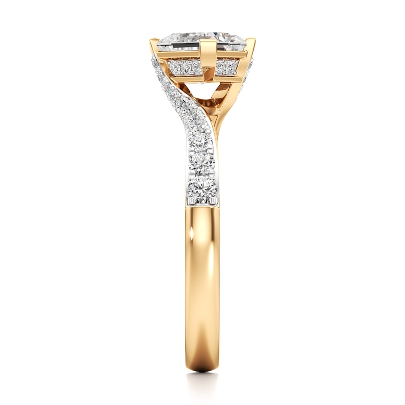 Main Image 3 of J'Lure Radiant Brilliant-Cut Lab-Grown Diamond Bypass Engagement Ring 1-1/3 ct tw 18K Yellow Gold