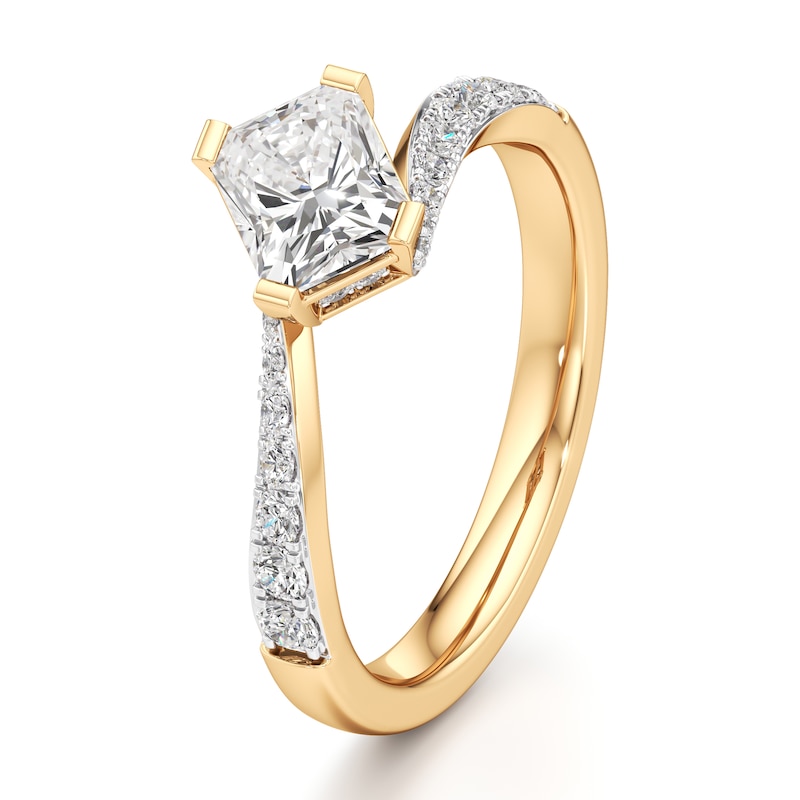 Main Image 4 of J'Lure Radiant Brilliant-Cut Lab-Grown Diamond Bypass Engagement Ring 1-1/3 ct tw 18K Yellow Gold