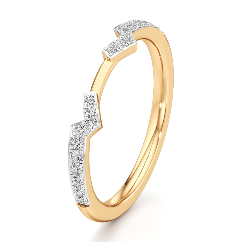 Main Image 4 of J'Lure Lab-Grown Diamond Angled Contour Wedding Band 1/6 ct tw 18K Yellow Gold