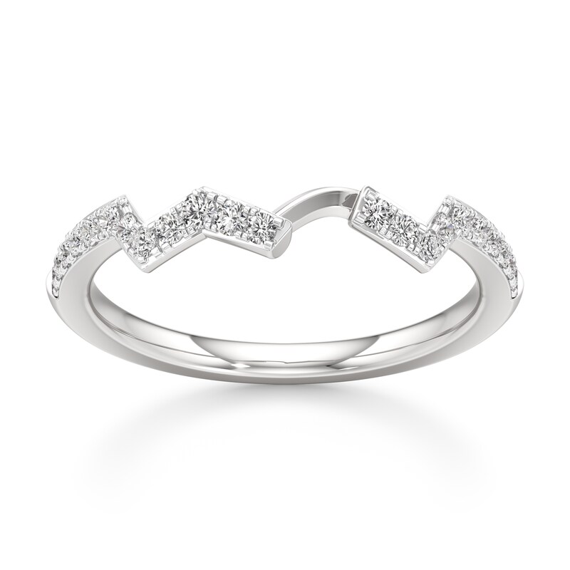 Main Image 1 of J'Lure Lab-Created Diamond Angled Contour Wedding Band 1/5 ct tw 18K White Gold