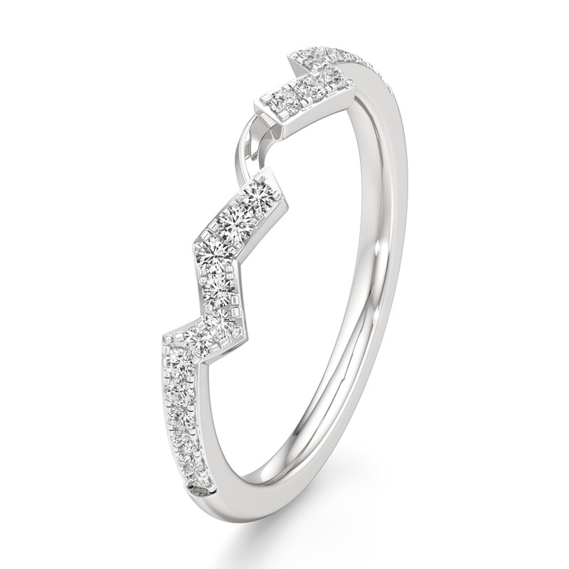 Main Image 4 of J'Lure Lab-Created Diamond Angled Contour Wedding Band 1/5 ct tw 18K White Gold
