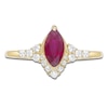 Thumbnail Image 3 of Marquise-Cut Natural Ruby & Diamond Ring 1/6 ct tw 10K Yellow Gold