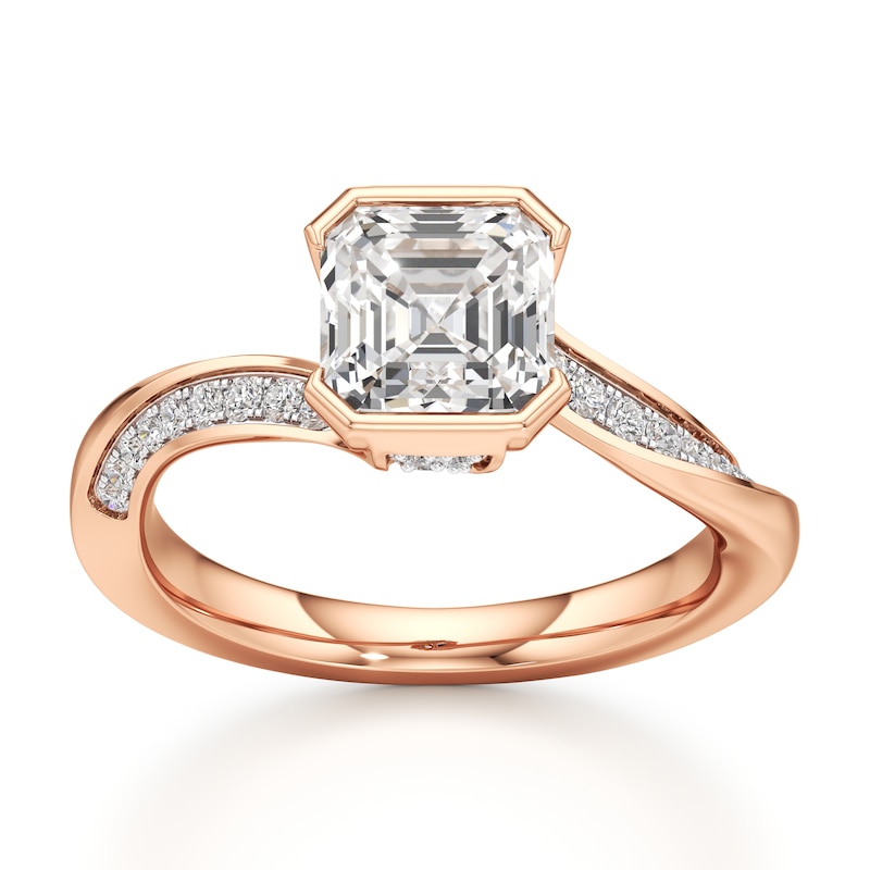 Main Image 1 of J'Lure Square-Emerald Step-Cut Lab-Grown Diamond Bypass Engagement Ring 2-1/6 ct tw 18K Rose Gold