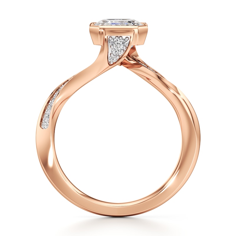 Main Image 2 of J'Lure Square-Emerald Step-Cut Lab-Grown Diamond Bypass Engagement Ring 2-1/6 ct tw 18K Rose Gold