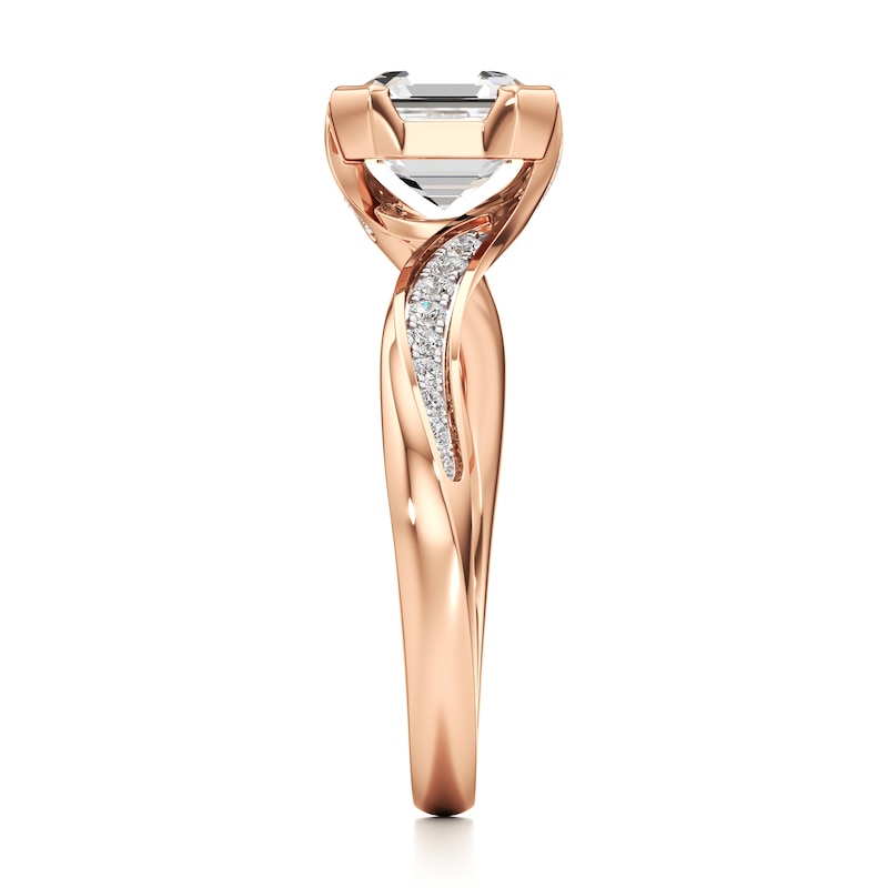 Main Image 3 of J'Lure Square-Emerald Step-Cut Lab-Grown Diamond Bypass Engagement Ring 2-1/6 ct tw 18K Rose Gold