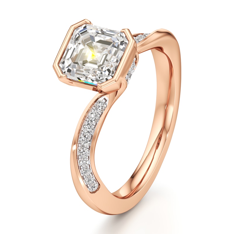 Main Image 4 of J'Lure Square-Emerald Step-Cut Lab-Grown Diamond Bypass Engagement Ring 2-1/6 ct tw 18K Rose Gold