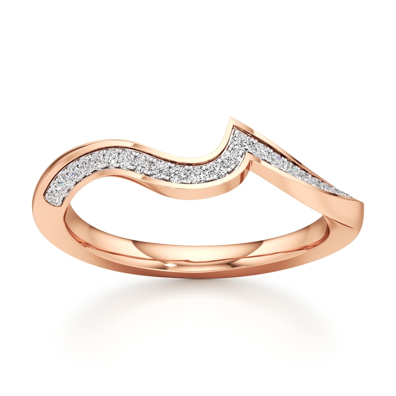 Main Image 1 of J'Lure Lab-Created Diamond Contour Wedding Band 1/6 ct tw 18K Rose Gold