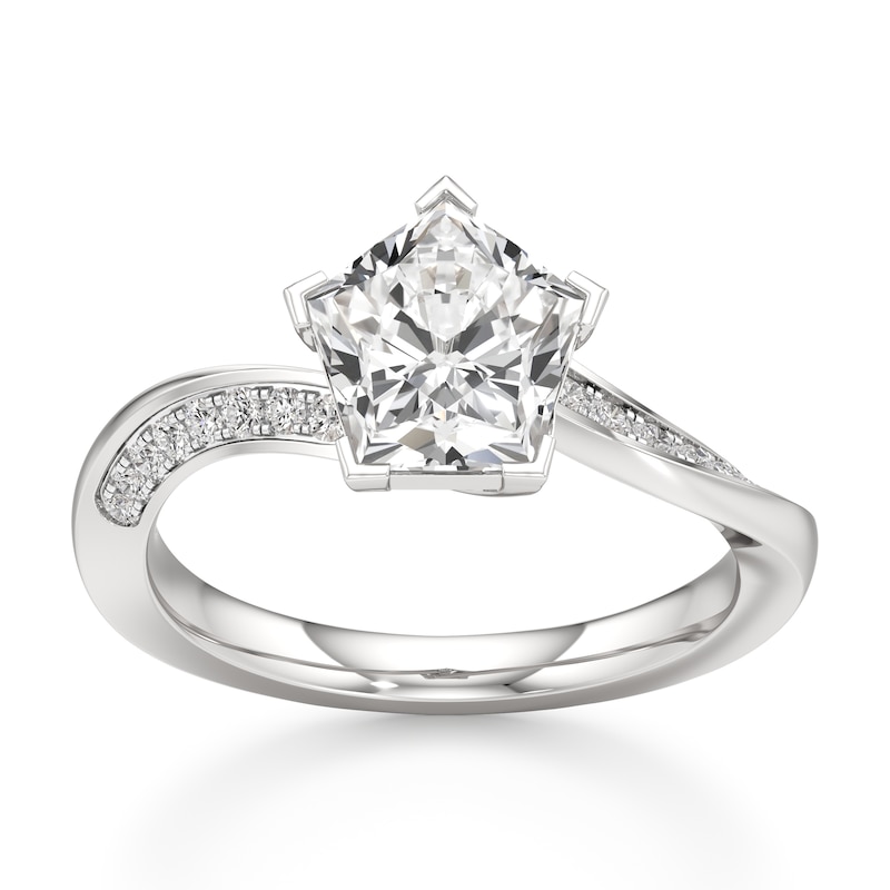 Main Image 1 of J'Lure Pentagon Brilliant-Cut Lab-Grown Diamond Bypass Engagement Ring 2-1/6 ct tw 18K White Gold