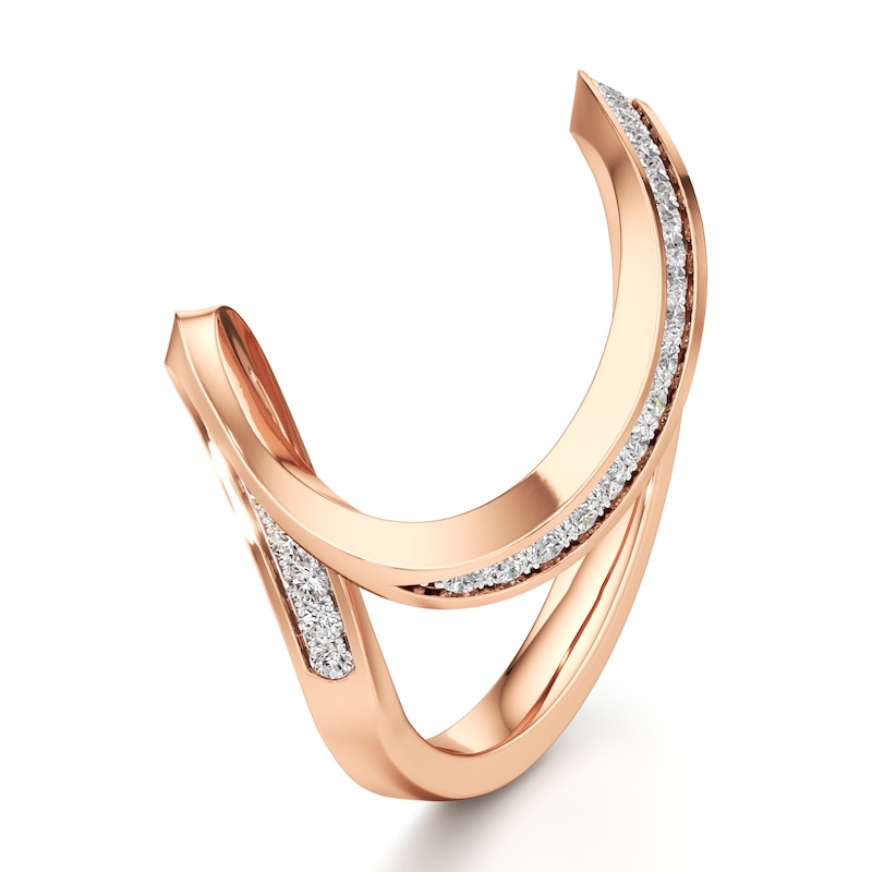 Main Image 4 of J'Lure Lab-Grown Diamond Contour Wedding Band 1/6 ct tw 18K Rose Gold