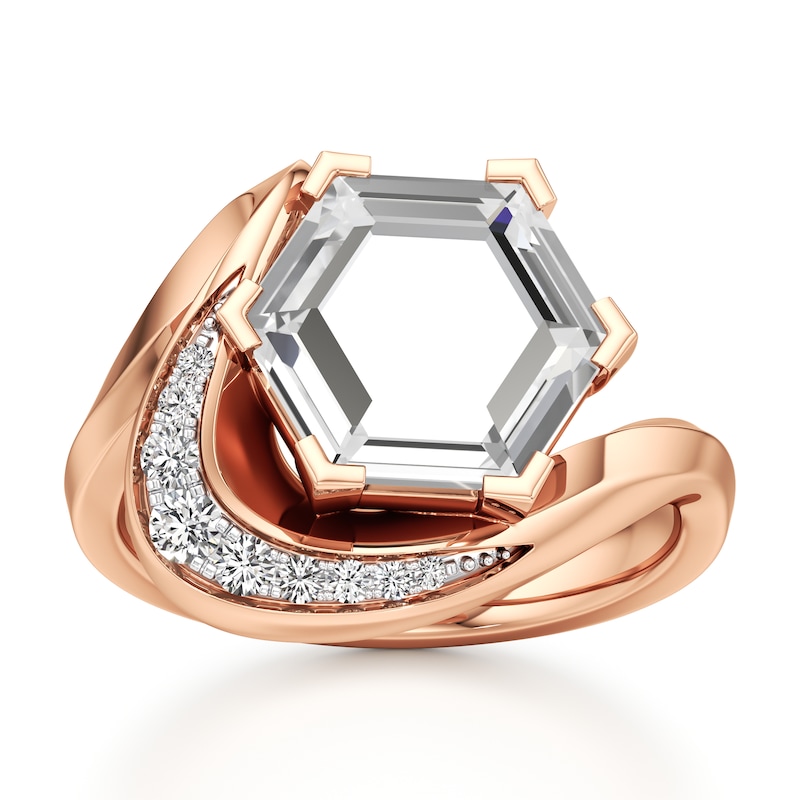 Main Image 1 of J'Lure Hexagon Portrait-Cut Lab-Grown Diamond Engagement Ring 3 ct tw 18K Rose Gold