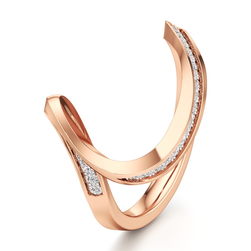 Main Image 4 of J'Lure Lab-Grown Diamond Contour Wedding Band 1/5 ct tw 18K Rose Gold