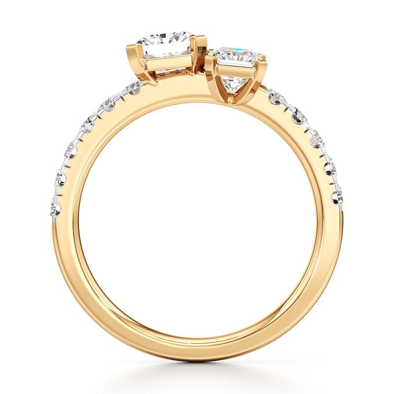 Main Image 2 of J'Lure Radiant Brilliant-Cut Two-Stone Lab-Grown Diamond Engagement Ring 1-7/8 ct tw 18K Yellow Gold