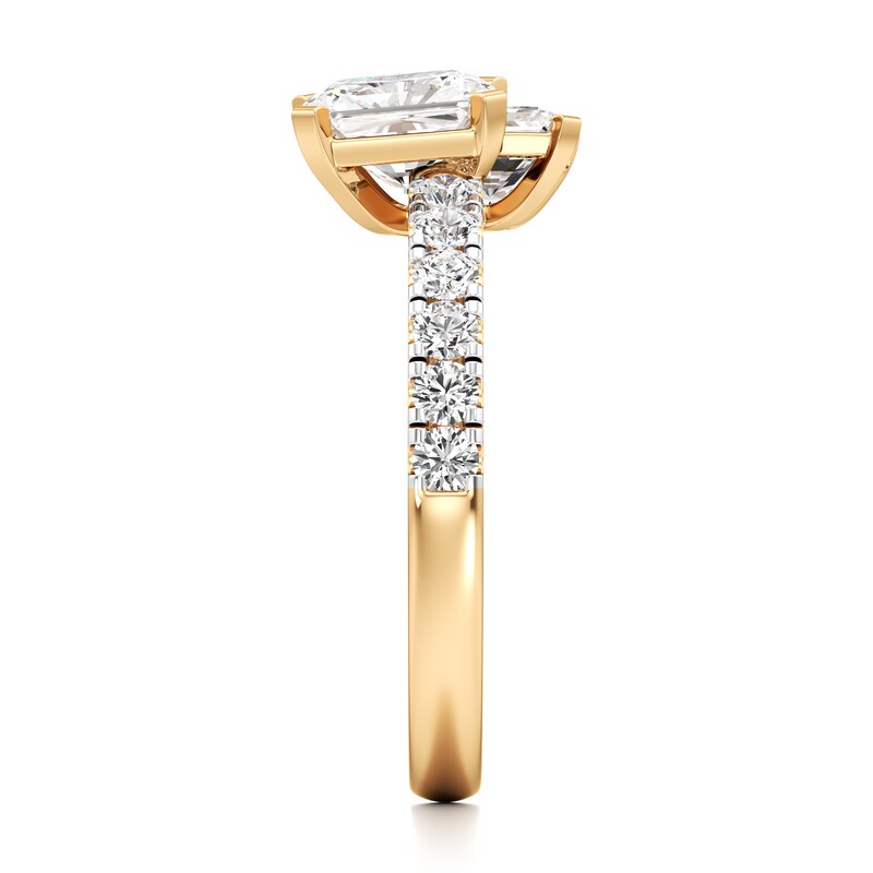 Main Image 3 of J'Lure Radiant Brilliant-Cut Two-Stone Lab-Grown Diamond Engagement Ring 1-7/8 ct tw 18K Yellow Gold