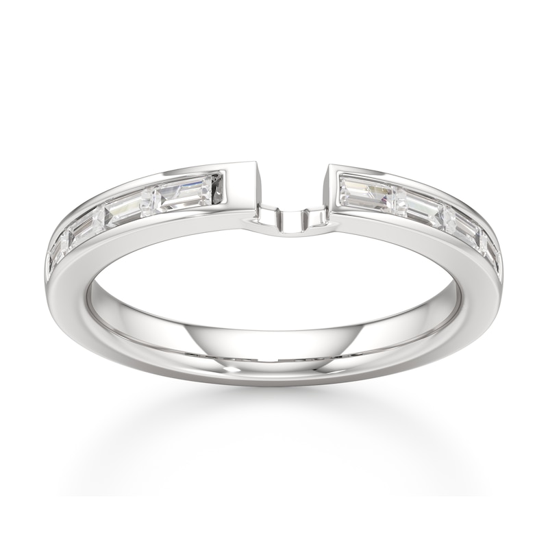 Main Image 1 of J'Lure Baguette-Cut Lab-Grown Diamond Contour Wedding Band 3/8 ct tw 18K White Gold
