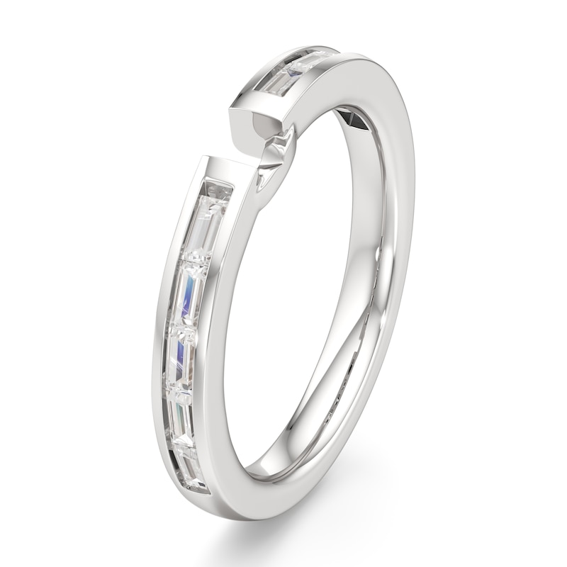 Main Image 4 of J'Lure Baguette-Cut Lab-Grown Diamond Contour Wedding Band 3/8 ct tw 18K White Gold