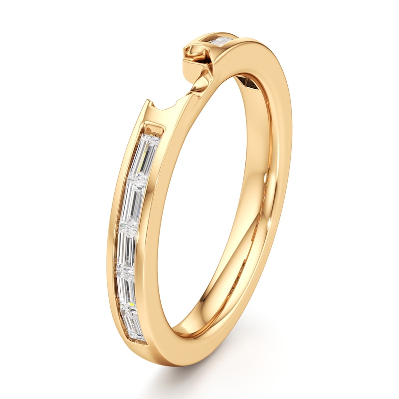 Main Image 4 of J'Lure Baguette-Cut Lab-Grown Diamond Contour Wedding Band 3/8 ct tw 18K Yellow Gold