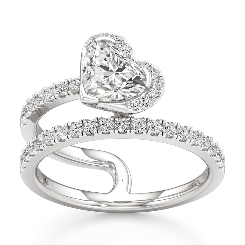 Main Image 1 of J'Lure Heart Brilliant-Cut Lab-Grown Diamond Spiral Engagement Ring 1-3/8 ct tw 18K White Gold