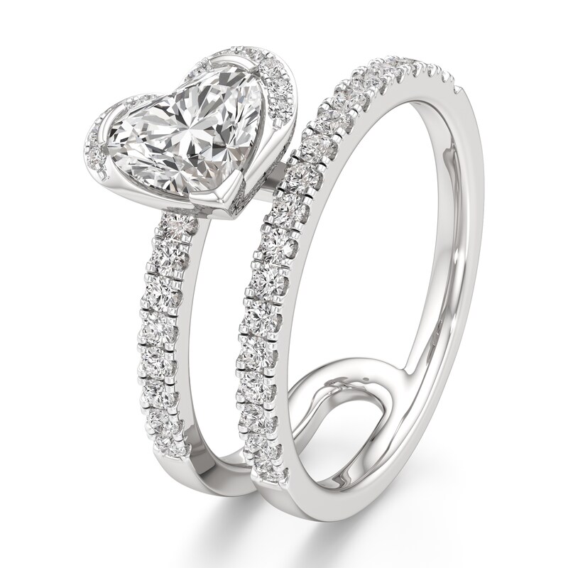 Main Image 4 of J'Lure Heart Brilliant-Cut Lab-Grown Diamond Spiral Engagement Ring 1-3/8 ct tw 18K White Gold