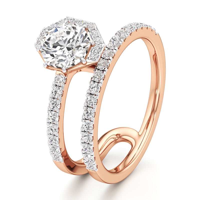 Main Image 4 of J'Lure Octagon Brilliant-Cut Lab-Grown Diamond Spiral Engagement Ring 1-3/8 ct tw 18K Rose Gold