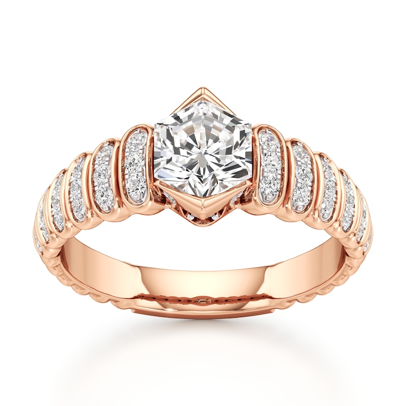 Main Image 1 of J'Lure Hexagon Brilliant-Cut Lab-Created Diamond Engagement Ring 1-1/3 ct tw 18K Rose Gold