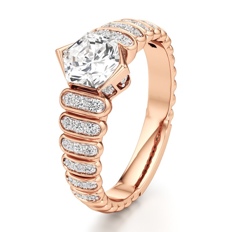 Main Image 4 of J'Lure Hexagon Brilliant-Cut Lab-Created Diamond Engagement Ring 1-1/3 ct tw 18K Rose Gold