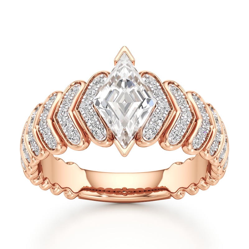 Main Image 1 of J'Lure Lozenge Step-Cut Lab-Grown Diamond Engagement Ring 1-3/8 ct tw 18K Rose Gold