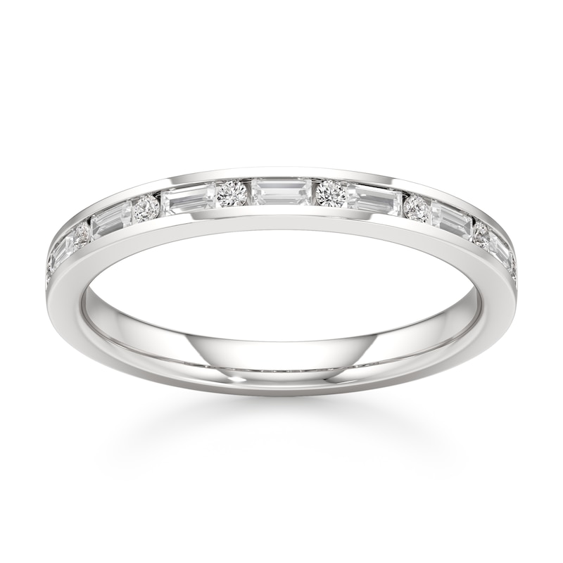 Main Image 1 of J'Lure Baguette & Round-Cut Lab-Grown Diamond Wedding Band 1/3 ct tw 18K White Gold