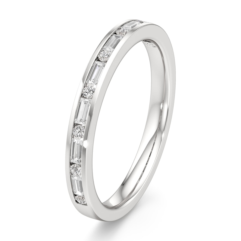Main Image 4 of J'Lure Baguette & Round-Cut Lab-Grown Diamond Wedding Band 1/3 ct tw 18K White Gold