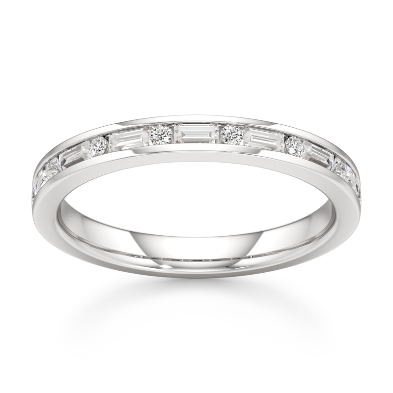 Main Image 1 of J'Lure Baguette & Round-Cut Lab-Grown Diamond Wedding Band 3/8 ct tw 18K White Gold