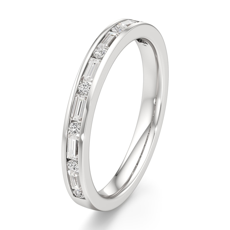Main Image 4 of J'Lure Baguette & Round-Cut Lab-Grown Diamond Wedding Band 3/8 ct tw 18K White Gold