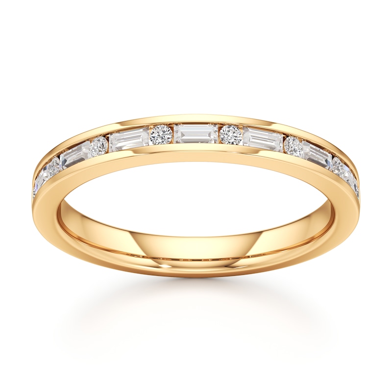 Main Image 1 of J'Lure Baguette & Round-Cut Lab-Grown Diamond Wedding Band 3/8 ct tw 18K Yellow Gold